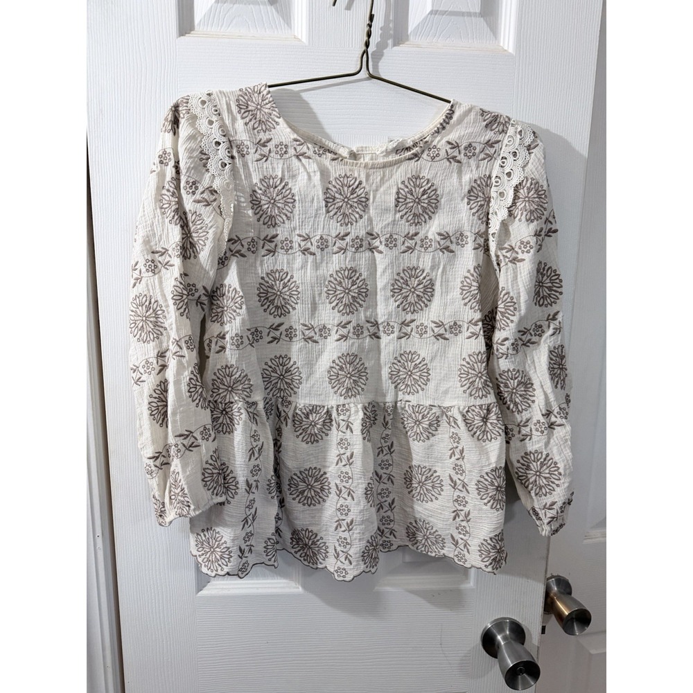 Blu Pepper Size Large Cream‎ Blouse Boho